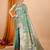 sea green zari work banarasi silk blend saree with blouse