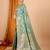 sea green zari work banarasi silk blend saree with blouse