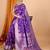 purple zari work banarasi silk blend saree with blouse