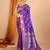 purple zari work banarasi silk blend saree with blouse
