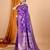 purple zari work banarasi silk blend saree with blouse