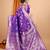 purple zari work banarasi silk blend saree with blouse