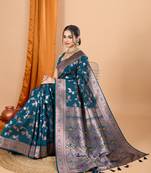 kerosine zari work banarasi silk blend saree with blouse