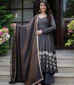 Navy blue vichitra  silk party  embroidery wear sharara  suit set