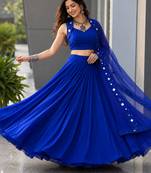 Navy Blue Navratri Lehenga Choli With Dupatta