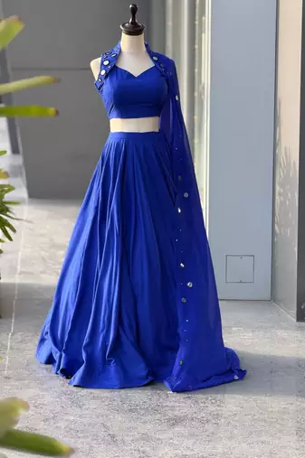 Navy Blue Navratri Lehenga Choli With Dupatta