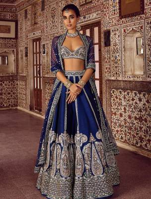 BLUE COLOUR DESIGNER TRADITIONAL LAHENGHA CHOLI  1