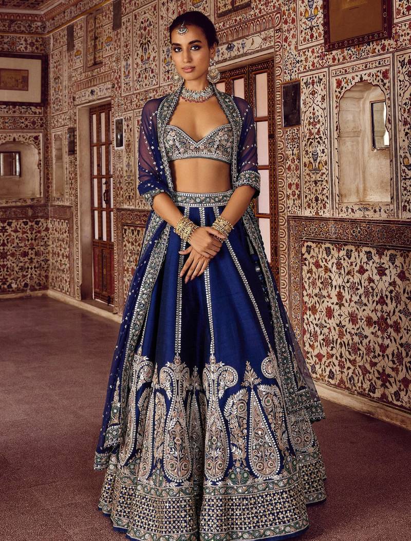 BLUE COLOUR DESIGNER TRADITIONAL LAHENGHA CHOLI 