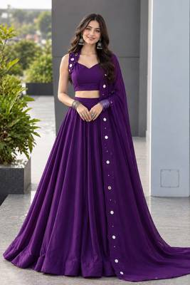 Purple Mirror Navratri Lehenga Choli With Dupatta 1