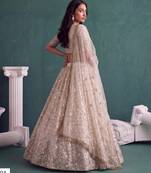 Off White Designer Embroidered Butterfly Net Lehenga Choli Set
