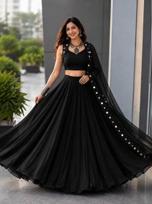 Black Navratri Lehenga Choli With Dupatta 1
