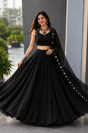 Black Navratri Lehenga Choli With Dupatta