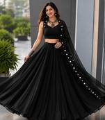Black Navratri Lehenga Choli With Dupatta