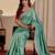 sea green embroidery with thread and sequence vichitra silk saree with blouse