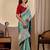 sea green embroidery with thread and sequence vichitra silk saree with blouse