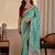sea green embroidery with thread and sequence vichitra silk saree with blouse