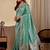 sea green embroidery with thread and sequence vichitra silk saree with blouse