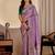 lavender embroidery with thread and sequence vichitra silk saree with blouse