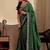 dark green embroidery with thread and sequence vichitra silk saree with blouse