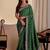 dark green embroidery with thread and sequence vichitra silk saree with blouse