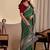 dark green embroidery with thread and sequence vichitra silk saree with blouse