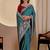 blue embroidery with thread and sequence vichitra silk saree with blouse