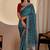 blue embroidery with thread and sequence vichitra silk saree with blouse