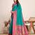 Rama green zari work jacquard saree with blouse