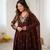 D brown georgette readymade anarkali suit with embroidery & sequence work