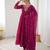 Magenta georgette readymade anarkali suit with embroidery & sequence work