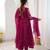Magenta georgette readymade anarkali suit with embroidery & sequence work
