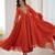 Rust georgette readymade anarkali suit with embroidery & sequence work