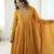 Yellow georgette readymade anarkali suit with embroidery & sequence work