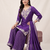 Purple sequence coding embroidery work readymade sharara suit set for wedding & festive wear