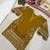 Mustard yellow v-neck embroidered kurti with contrast white pant and dupatta set for girls & women