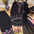 Black embroidered kurta with farshi salwar & dupatta set