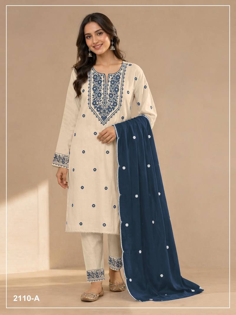 KHADI COTTON EMBROIDERY WORK SALWAR SUIT 