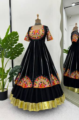 black thread lehenga choli