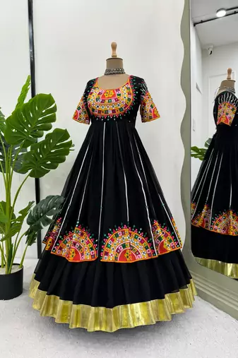 Black Thread Navratri Lehenga Choli