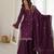 Women's wine embroidered kurti with sharara & dupatta set