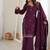 Women's wine embroidered kurti with sharara & dupatta set