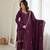 Women's wine embroidered kurti with sharara & dupatta set