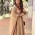 Beige silk blend readymade anarkali suit with embroidery & thread work