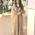 Beige silk blend readymade anarkali suit with embroidery & thread work
