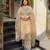Beige silk blend readymade suit with embroidery & sequence work