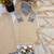 Beige silk blend readymade suit with embroidery & sequence work