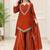 Rust silk blend readymade suit with miroor & moti work