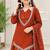 Rust silk blend readymade suit with miroor & moti work