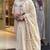 Women’s beige floral embroidered flared anarkali kurta with pant and cut-work scalloped dupatta set