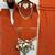 Rust silk blend readymade suit with miroor & moti work